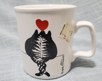 Vintage Kliban cat mug - romantic love cats - Kiln Craft, Staffordshire, England - "Ironstone" - 1979
