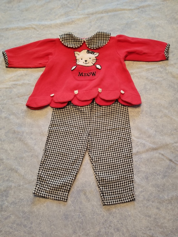 Two piece "Meow" baby/toddler outfit, 18 months - image 1