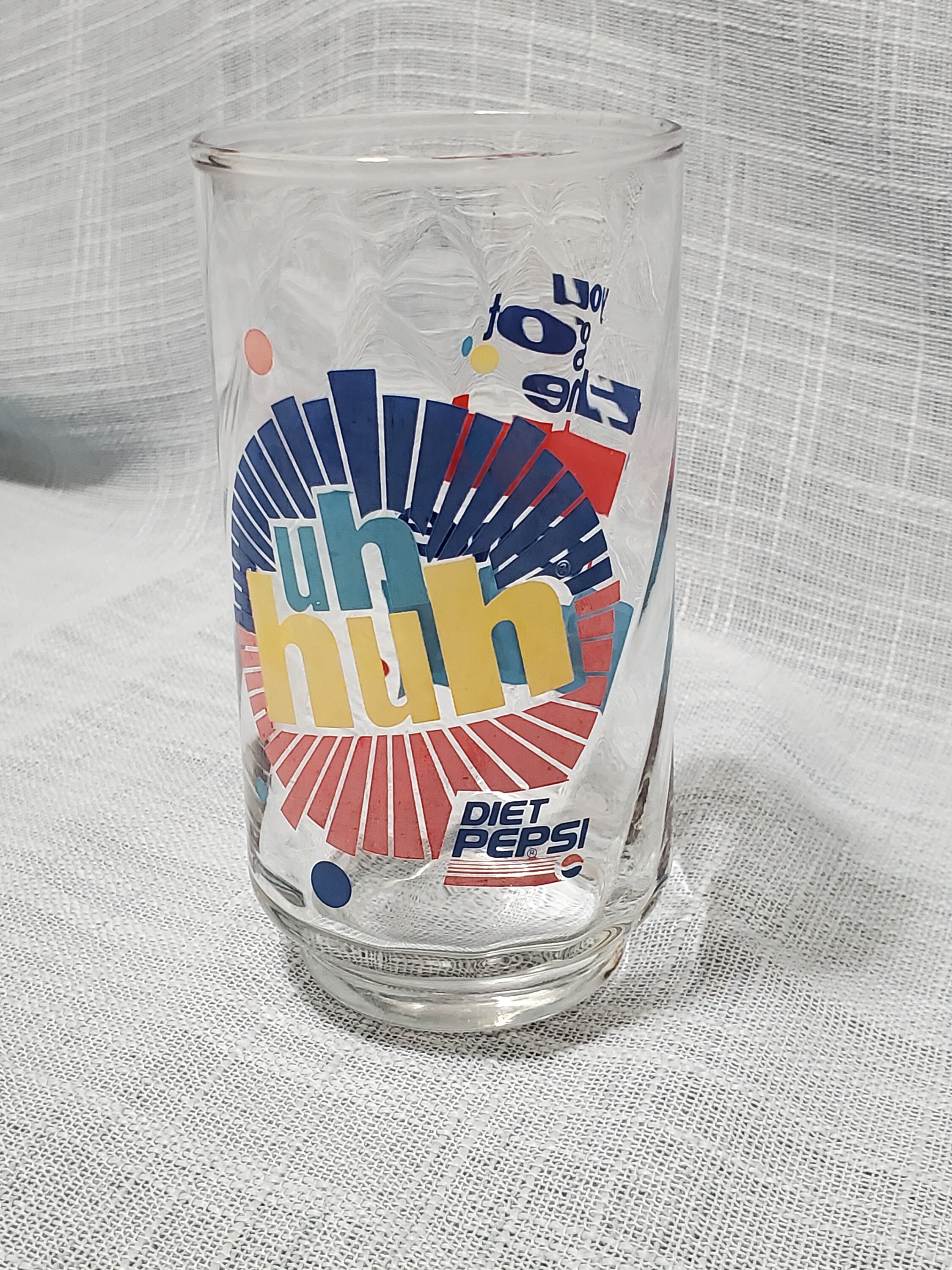 Vintage Diet Pepsi "uh huh - you got the right one Baby" tumbler glass - 1980s