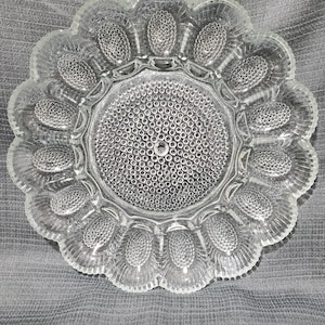 Vintage Glass deviled egg serving platter - 1960s - mid century