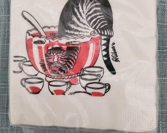 Kliban cat cocktail/beverage napkins - 1970&#39;s/1980&#39;s