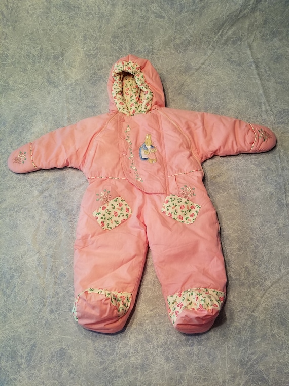 Pink Beatrix Potter baby snowsuit by Quiltex
