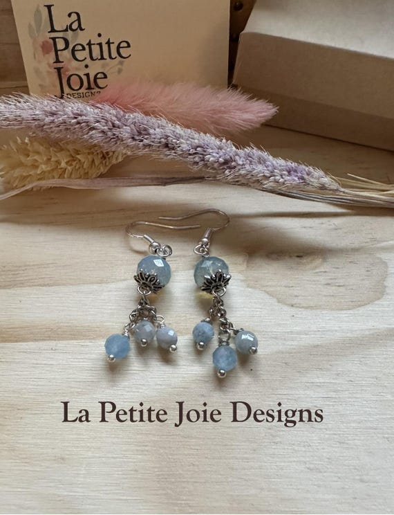 Elegant Aquamarine and Blue Czech Glass Earrings