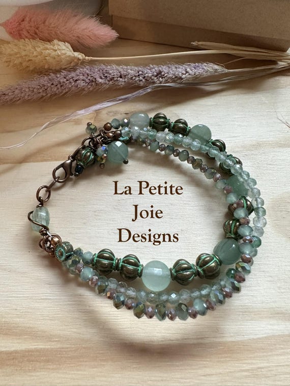 Aventurine and Green Strawberry Quartz Bracelet