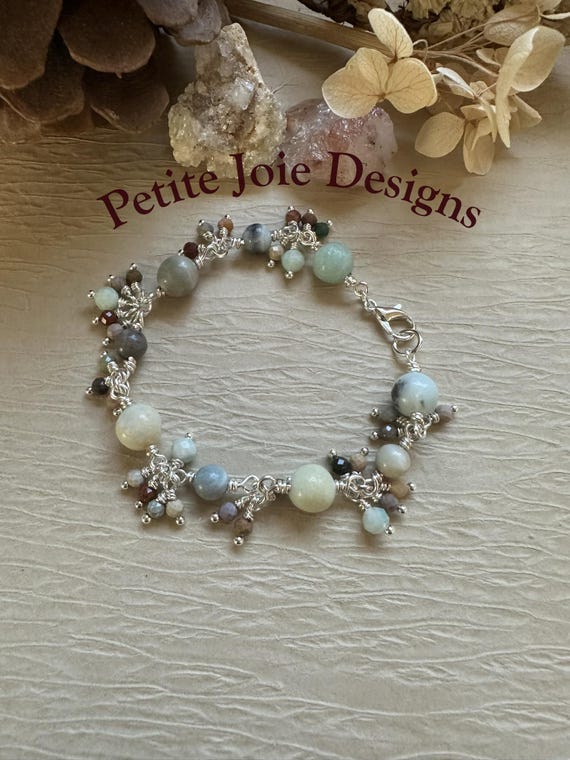 Amazonite and Alashan Agate Bracelet
