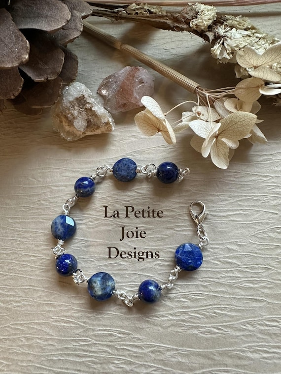 Lapis Lazuli Handcrafted Wire-wrapped Bracelet - Blue Lapis Bracelet