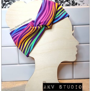 Rainbow Tiger stripes Turban Style Headband. Adult. Scroll down to read item details