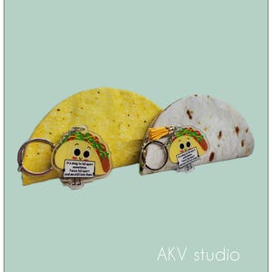 Emotional Support Taco zipper pouch. Corn or flour. Coin Purse organizer. Key chain. Read item details image 1