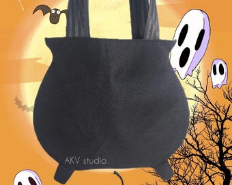 Cauldron over the shoulder tote bag. Choose the Halloween witch lining. Read item details