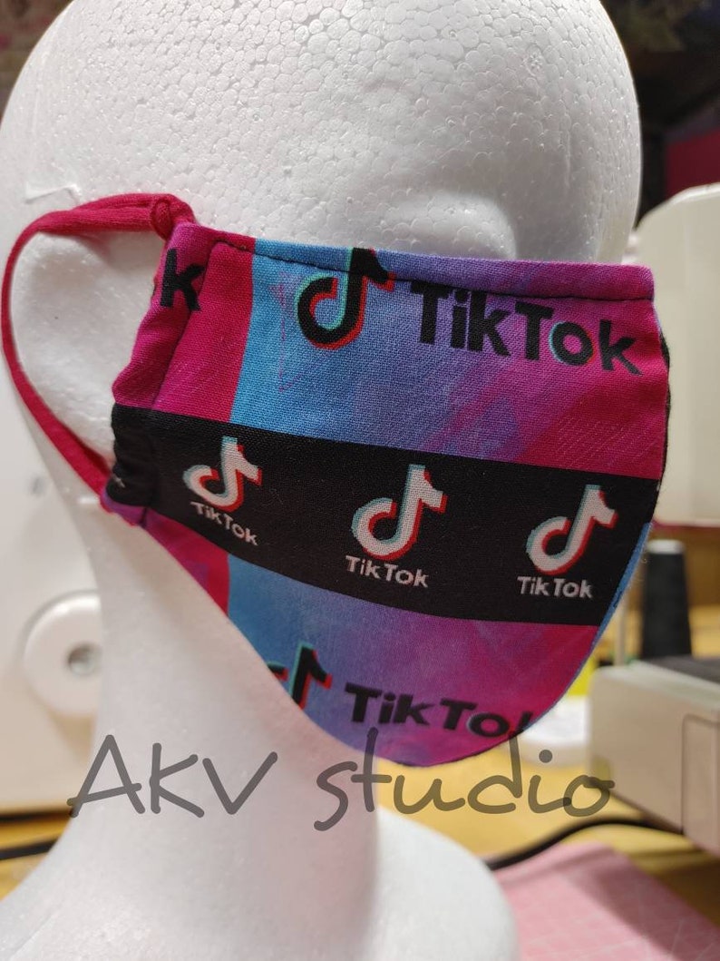 S/M/L Tik Tok face mask. 3 layers. Filter pocket. Adjustable | Etsy