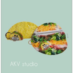Emotional Support Taco zipper pouch. Corn or flour. Coin Purse organizer. Key chain. Read item details corn