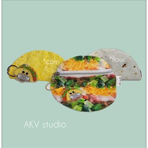 Emotional Support Taco zipper pouch. Corn or flour. Coin Purse organizer. Key chain. Read item details image 2