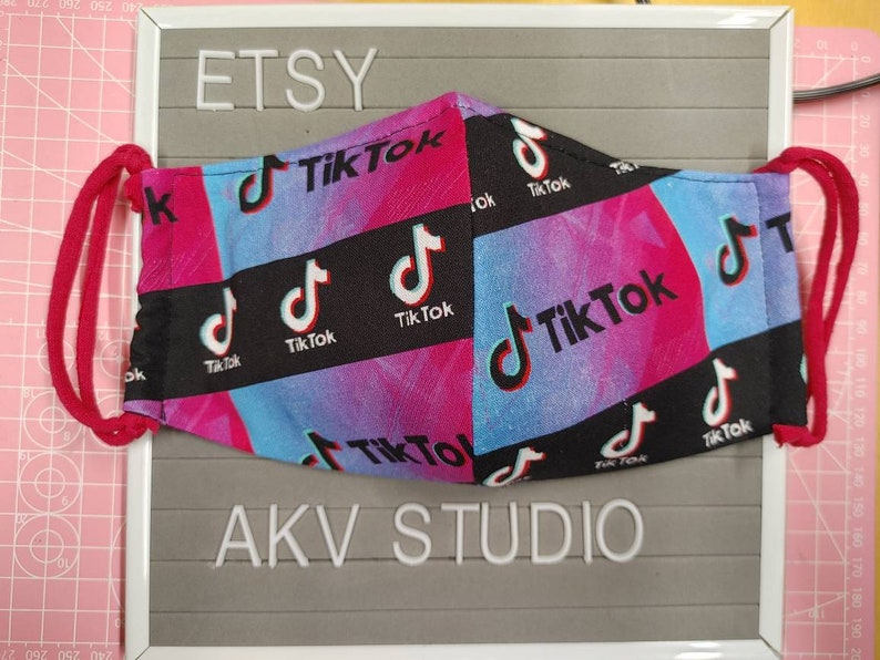 S/M/L Tik Tok face mask. 3 layers. Filter pocket. Adjustable | Etsy