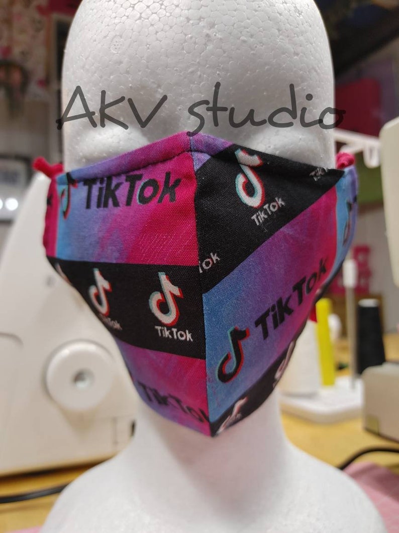 S/M/L Tik Tok face mask. 3 layers. Filter pocket. Adjustable | Etsy