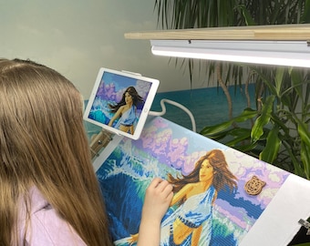 Soporte de punto de cruz con iluminación Máquina de bordar de pie Soporte de punto de cruz de suelo Soporte de regazo con marco 40*90 cm (15,7*35,4inc)