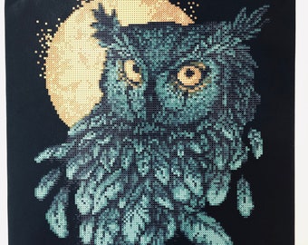 Bead embroidery set Owl  ,Needlepoint Tapestry Beaded cross stitch kit Beaded stitching Handcraft DIY