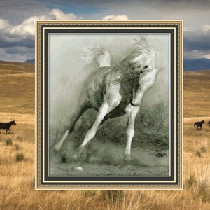 White horse Cross stitch kit , embroidery kit, needlework kit, cross stitch, counted cross stitch kit.