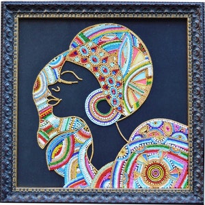 Bead embroidery kit &quot;AZIRI&quot;, Beaded stitch,  Needlepoint beaded kit, Beading pattern