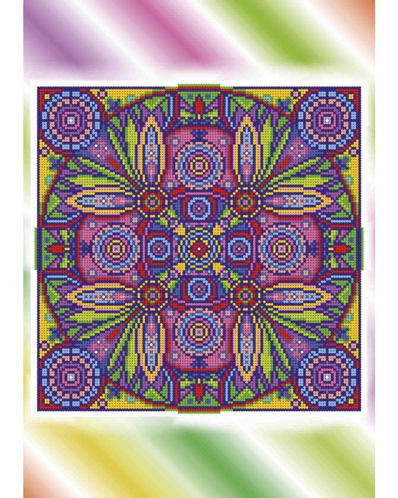 Bead embroidery kit Mandala Health, Set for embroidery with beads, Pattern  for beading, Amulet symbol