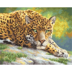PEACEFUL JAGUAR Cross stitch kit , embroidery kit, needlework kit, cross stitch, counted cross stitch kit,thread embroidery kit,Letistitch.