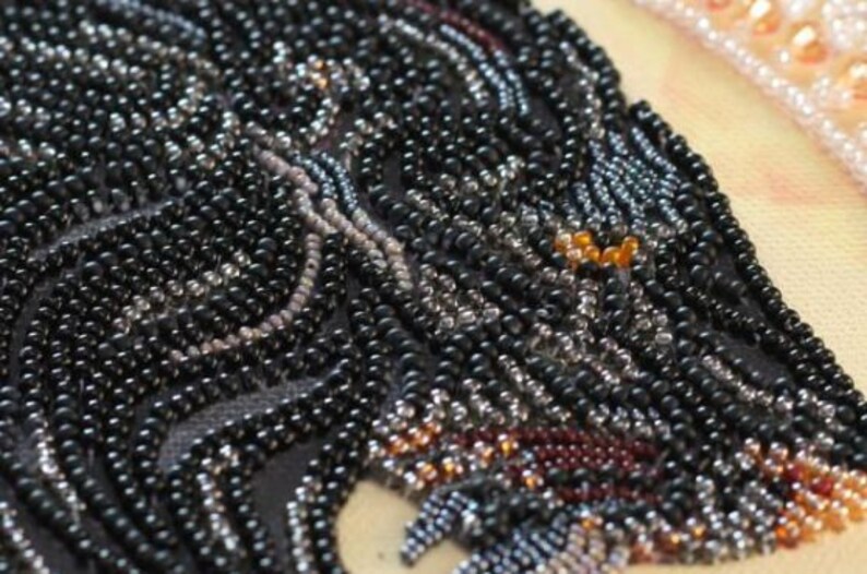 Set for embroidery with beads on canvas Aslan Black Diamond Bead embroidery kit beaded cross stitch,needlepoint beaded kit,beading pattern image 4