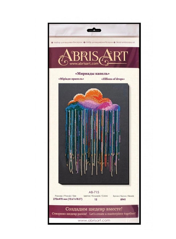 DIY Bead Embroidery Kit Zillions of Drops Rain Cloud, GIFT Size