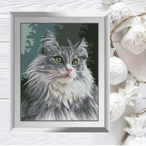 Amy.Diamond painting set(square, full).Gray Cat Diamond painting.Diamond painting pen,diamond mosaic,diamond embroidery design,Mosaic Making