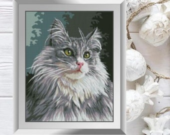 Amy.Diamond painting set(square, full).Gray Cat Diamond painting.Diamond painting pen,diamond mosaic,diamond embroidery design,Mosaic Making