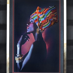 Bead embroidery kit &quot;African women&quot;, Needlepoint beaded kit, Beaded wall decoration