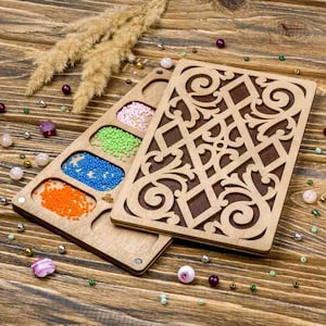 Organizer for beads, Wooden organizer for beads with a cover, Container for beads, Bead box, Bead supply storage