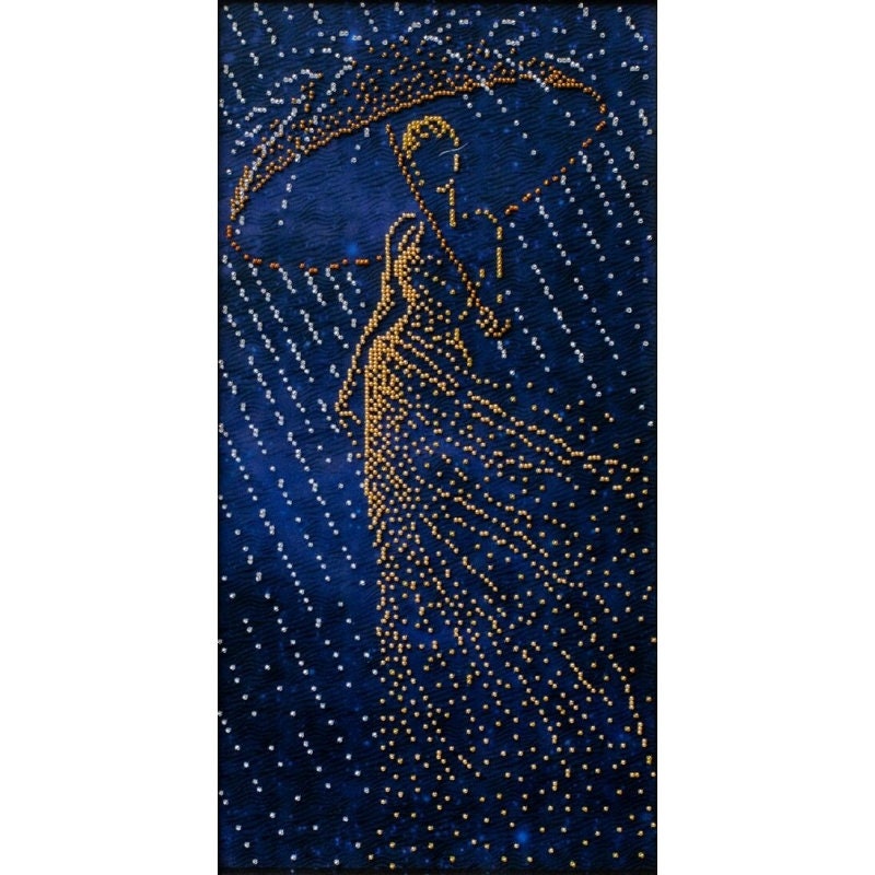 Melody of rain bead embroidery set girl with umbrella embroidery,Needlepoint Tapestry Beaded cross stitch kit,Beaded stitching Handcraft DIY