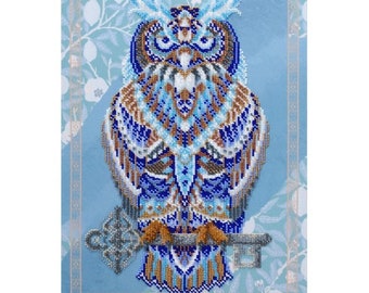 House guard set for embroidery beads on canvas,Bead embroidery kit,beaded cross stitch,needlepoint beaded kit,beading pattern Owl Symbol