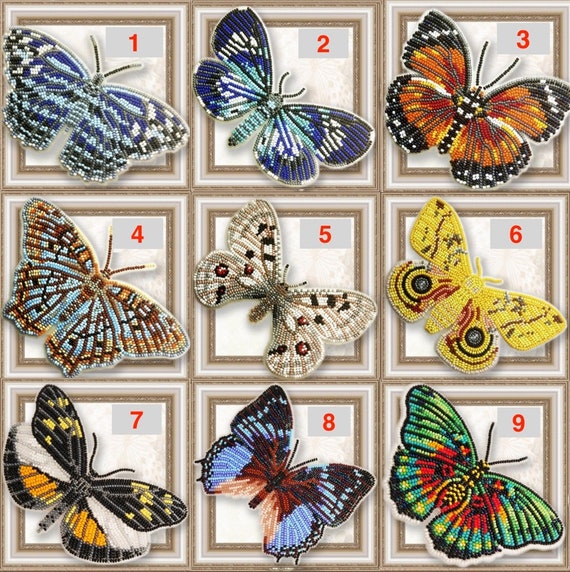 Butterfly embroidery kit Danaus Chrysippus Alcippus,bead embroidery kit,needlepoint kit,beading on plastic canvas,butterfly beading pattern.