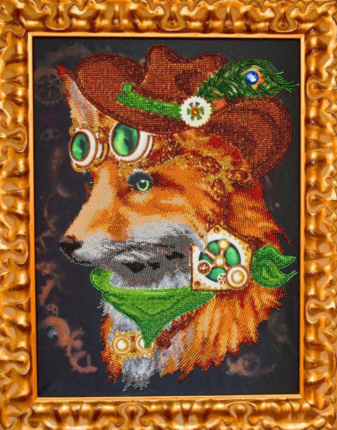 Bead Embroidery Kit missis Fox, Needlepoint Beading, Bead Painting Etsy