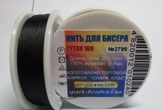 Thread for Beads Tytan 100, 100 M, White, Black, Thread for Beading, Thread  for Beadwork Tearproof Nylon Thread 