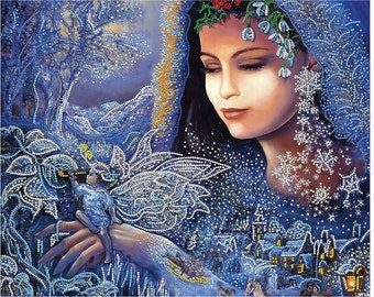 SNOW QUEEN bead embroidery set, embroidery,Needlepoint Tapestry Beaded cross stitch kit Beaded stitching Handcraft DIY fairy tale