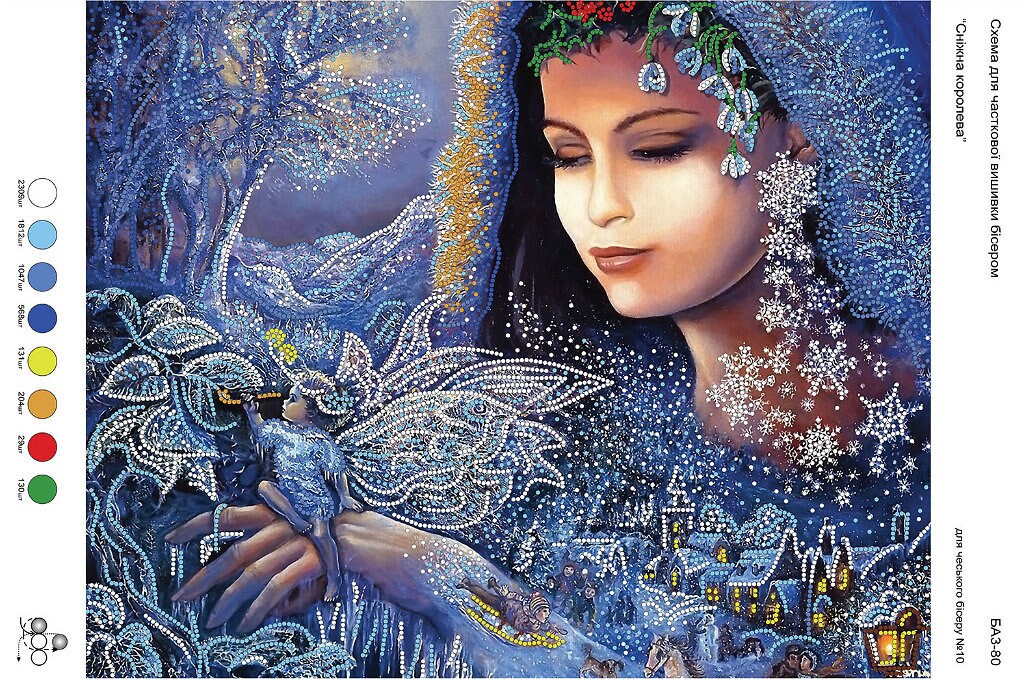 SNOW QUEEN bead embroidery set, embroidery,Needlepoint Tapestry Beaded cross stitch kit Beaded stitching Handcraft DIY fairy tale
