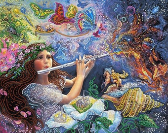 MAGIC MELODY bead embroidery set,fabulous embroidery,Needlepoint Tapestry Beaded cross stitch kit Beaded stitching Handcraft DIY fairy tale