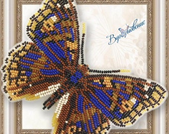 Embroidery kit Butterfly Apatura metis Freyer, Bead embroidery kit, Needlepoint kit, Beading on plastic canvas