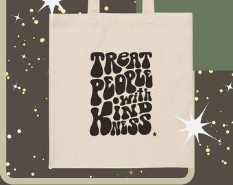 Treat People With Kindness Natural Tote Bag, Everyday Tote Bag, Quotes About Life, Inspirational, Motivational, Large Canvas Tote Bag, Fa