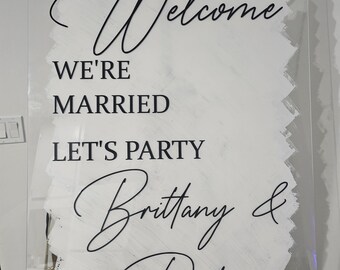 Custom Wedding Sign, Personalized Wedding Sign, Clear Acrylic Wedding Sign