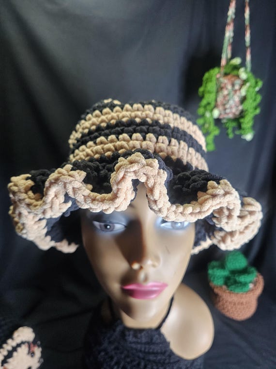 Ruffled Crochet Bucket Hat, Bucket Hat, Crochet Hat, Sun Hat 