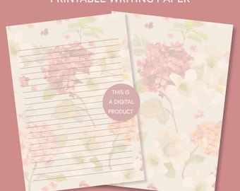 Papier à lettres floral, papeterie imprimable, papier à lettres imprimable, papier à lettres, papier à lettres numérique ligné, papier à lettres imprimable