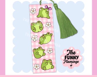 Kawaii Frog printable bookmark, Kawaii bookmark PNG, Cute printable bookmarks, frog bookmarks, pink digital bookmarks, bookmark design png