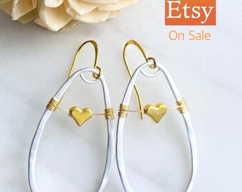 Handcrafted Silver Heart Earrings: Gold-Plated Hypoallergenic Hooks, USA Made