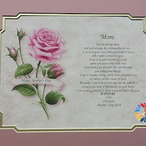 Mother’s Day Poem, Personalized Poems, Poem for Mother, Poems for Mom,P ink Roses, Poem on Art, Mother’s Day, Personalized Poem
