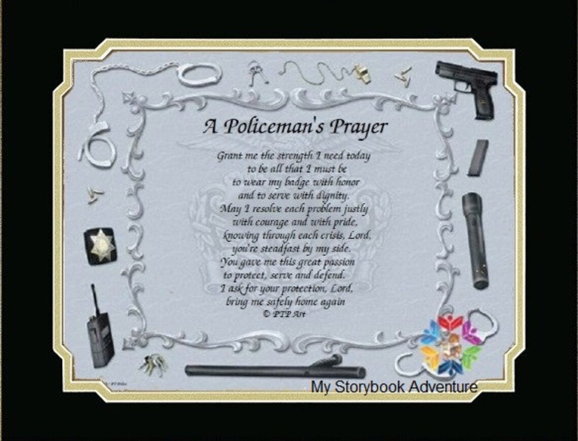 Policemans Prayer Prayers With Mat Police Officer Gifts - Etsy
