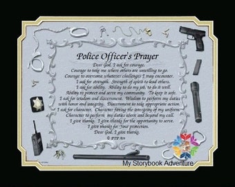 Police Officer’s Prayer, Prayers with Mat, Police Officer Gifts, Policeman’s Prayer, Police Woman’s Prayer, Personalized Gifts, Prayers