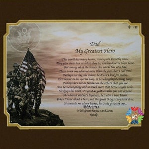 Army Poem for Dad, My Hero Poem, Father’s Day Gifts, Army Gift for Dad, Personalized Gifts, Personalized Army Print, Army Retirement Gift