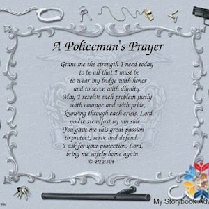 Policeman’s Prayer, Prayers with Mat, Police Officer Gifts, Police Officer’s Prayer, Police Woman’s Prayer, Personalized Gifts, Prayers